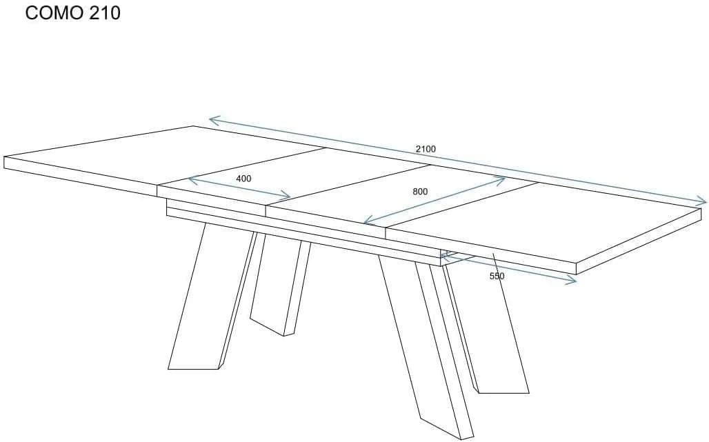 Endo-Moebel Esstisch Como 130–210cm ausziehbar für 8 Personen, Tischbeine schwarz - Bild 4