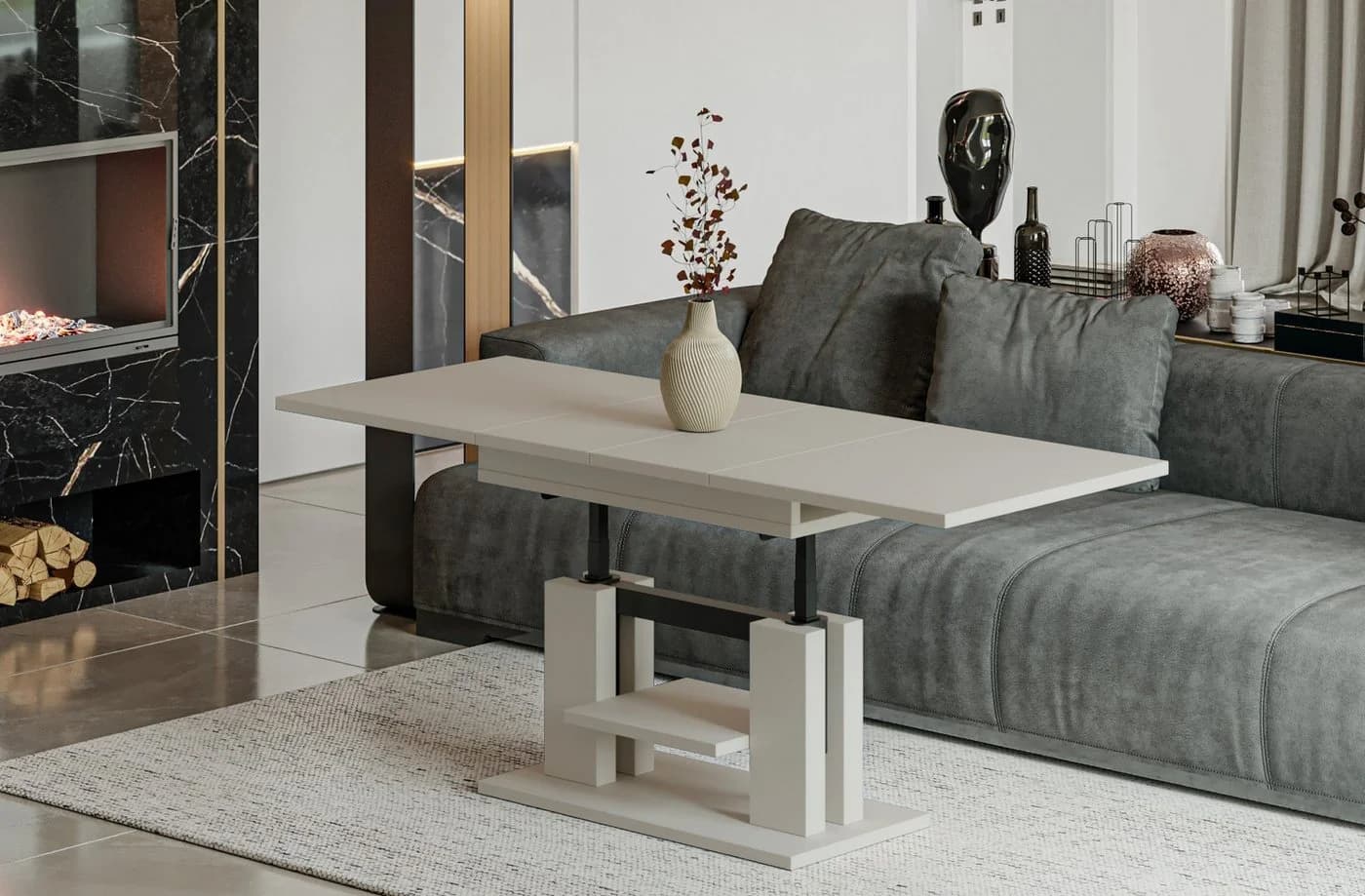 Endo-Moebel Couchtisch Iso 110/170 cm Beige Schwarz Höhenverstellbar - Bild 2