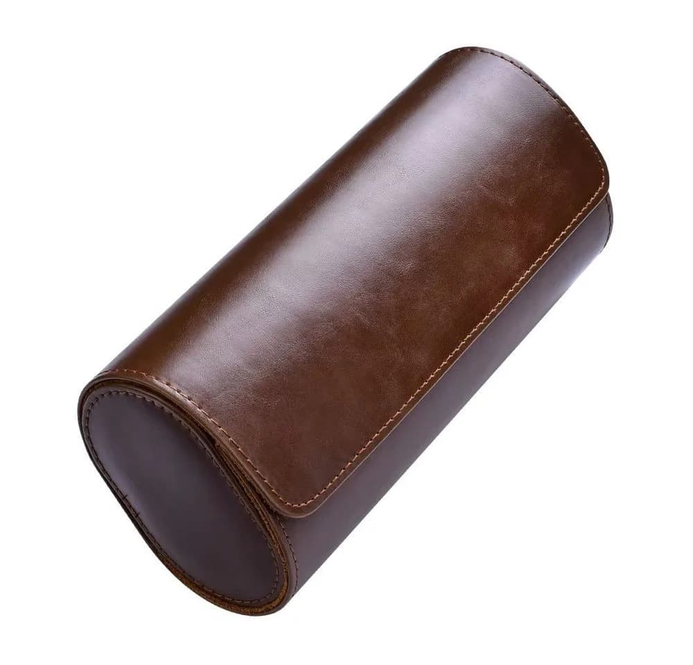 Tidy Uhrenbox Uhrenrolle für 3 Uhren PU Leder Braun