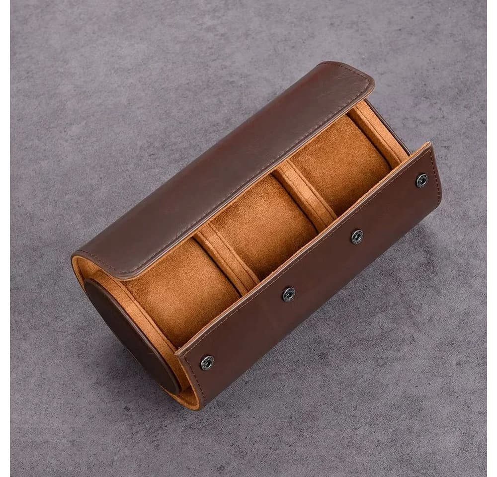 Tidy Uhrenbox Uhrenrolle für 3 Uhren PU Leder Braun - Bild 3