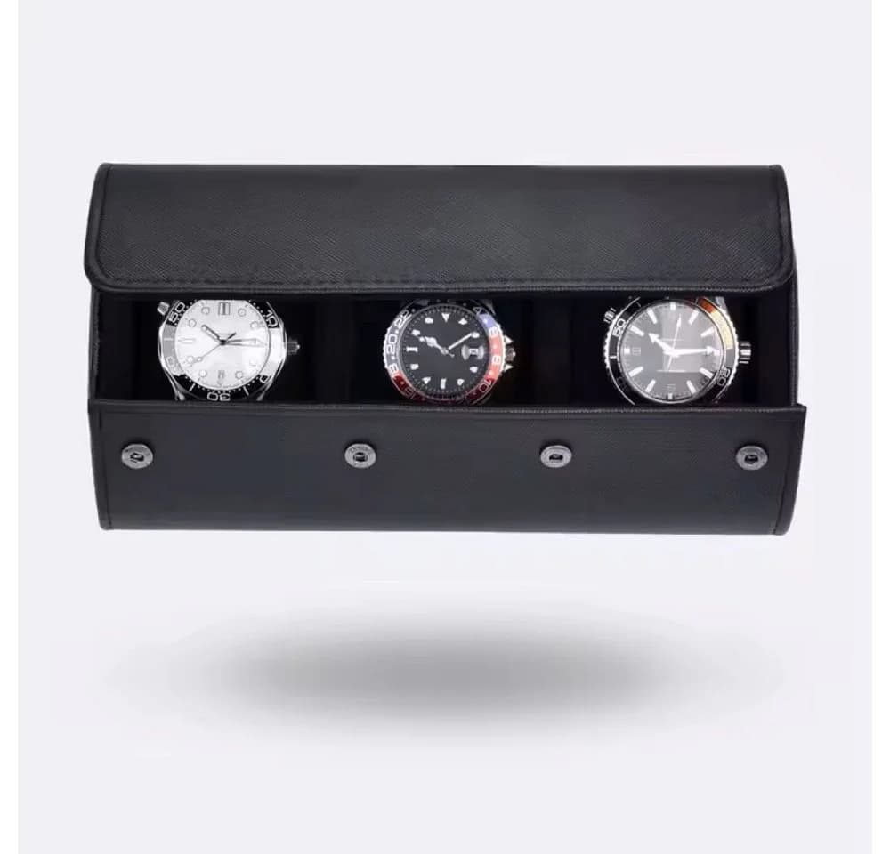 Tidy Uhrenbox für 3 Uhren PU-Leder Schwarz mit herausnehmbaren Kissen - Bild 5