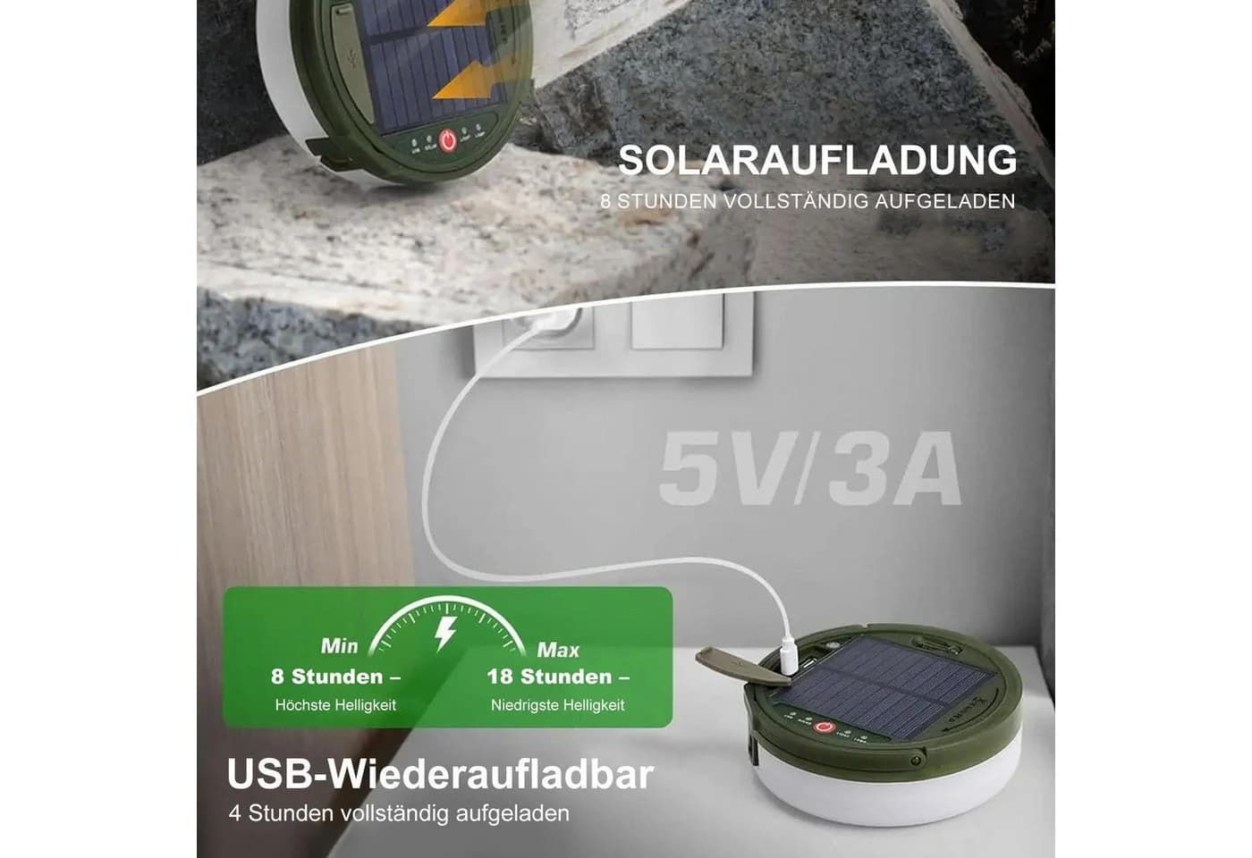 DESUO Lichterkette 12m Camping Aufrollbar 8 Modi Fernbedienung - Bild 4