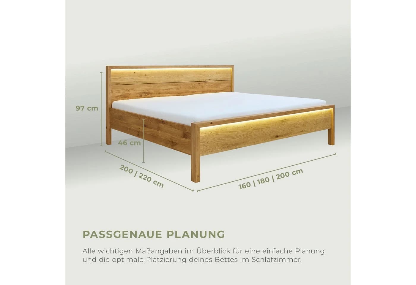 Home Affaire Ambroise Massivholzbett Wildeiche Braun LED - Bild 3