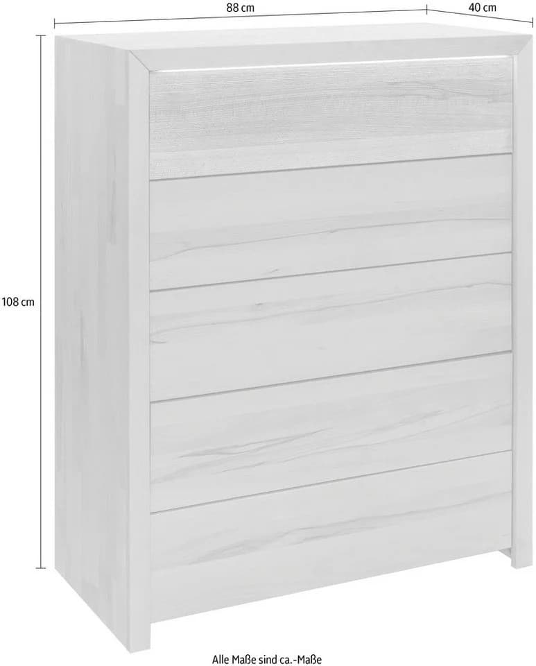 HOME AFFAIRE Léopoldine Schubkastenkommode 5 Schubladen Kernbuche Braun LED - Bild 3