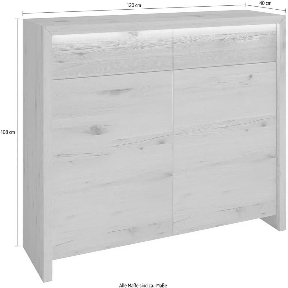 Home Affaire Kommode Ambroise Wildeiche Massivholz mit LED-Beleuchtung - Bild 4