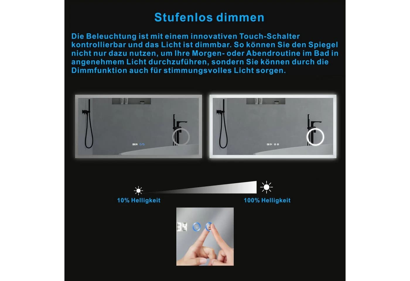 AQUABATOS Badspiegel LED mit Antibeschlag & Vergrößerung - Bild 4