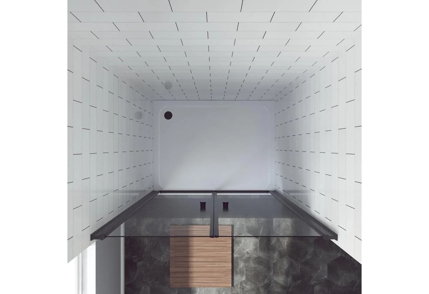 AQUALAVOS Dusch-Doppelflügeltür Pendeltür Schwarz Matt 6 mm ESG Glas - Bild 4
