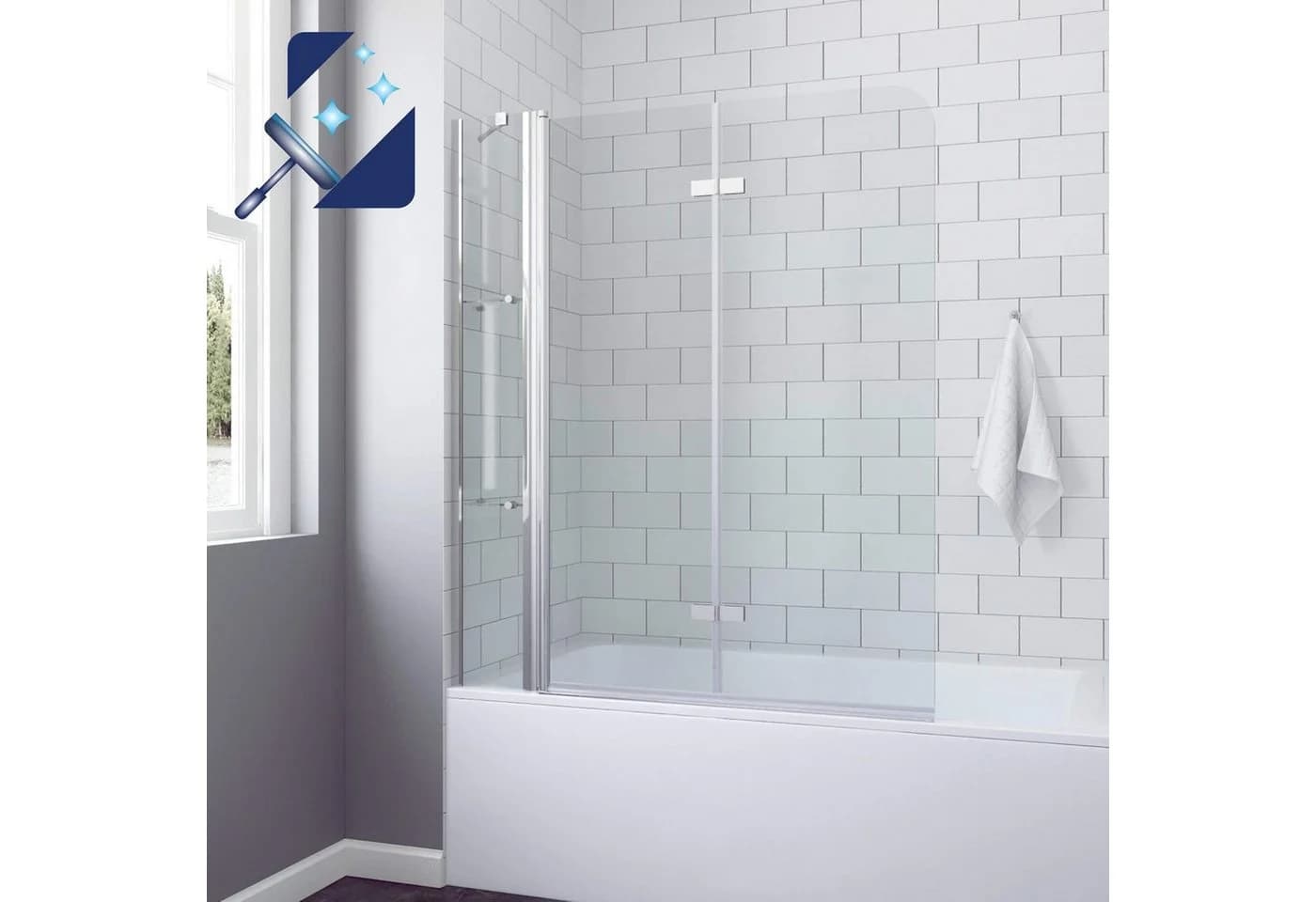 AQUALAVOS Badewannenfaltwand Duschabtrennung 5 mm ESG Glas Nano-Beschichtung - Bild 2