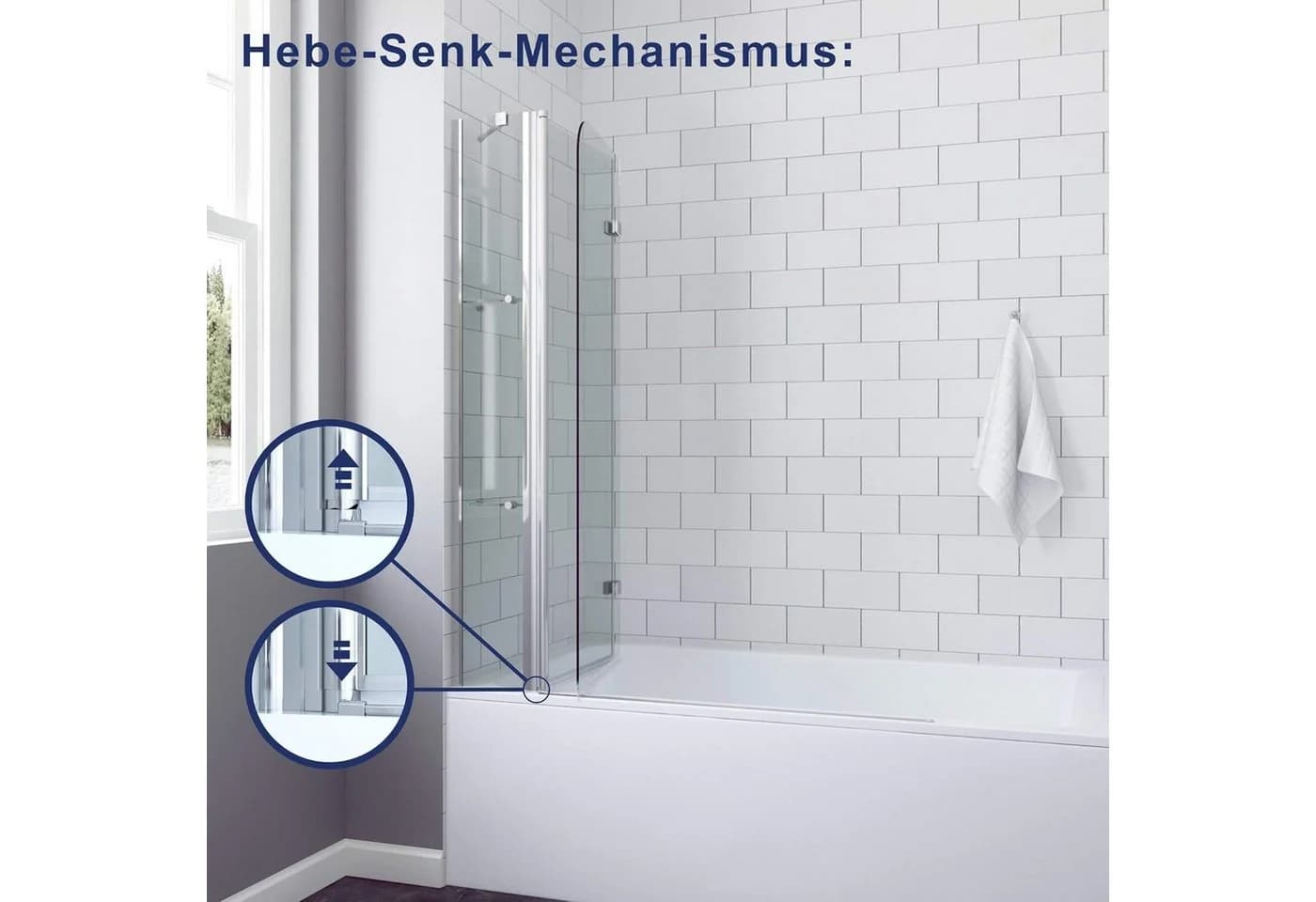 AQUALAVOS Badewannenfaltwand Duschabtrennung 5 mm ESG Glas Nano-Beschichtung - Bild 3