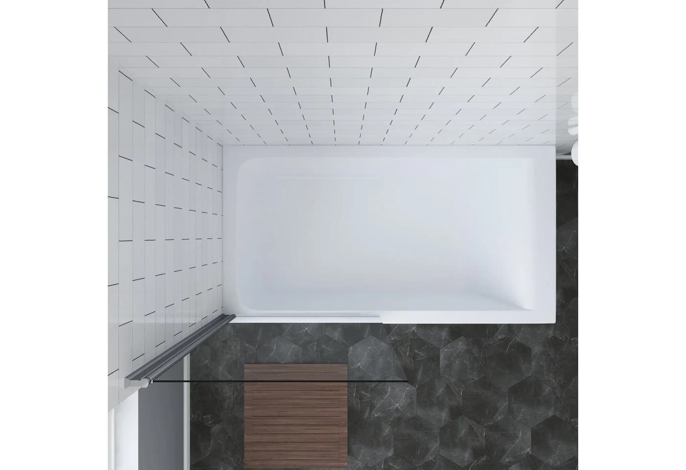AQUALAVOS Badewannenaufsatz Duschtrennwand 78x144 cm ESG Glas Chromoptik - Bild 4