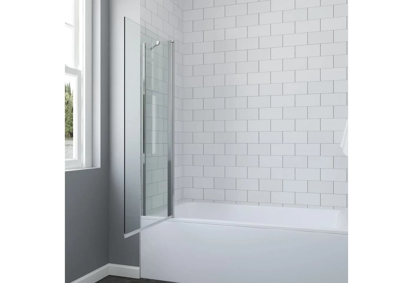 AQUALAVOS Badewannenaufsatz Glas 2-teilig Chromoptik