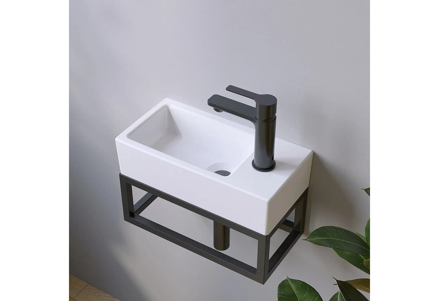 AQUALAVOS Mini Waschbecken Keramik Weiß 40,5x20x10,5 cm - Bild 2