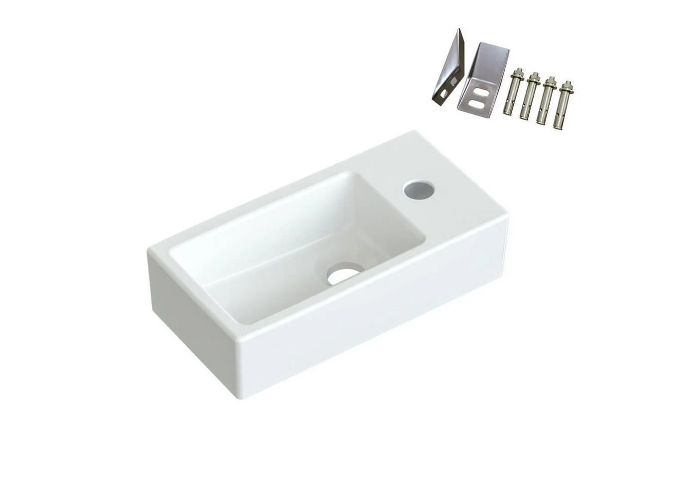 AQUALAVOS Mini Waschbecken Keramik Weiß 40,5x20x10,5 cm - Bild 3