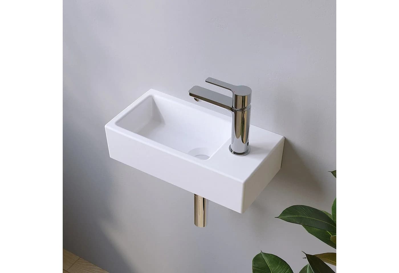 AQUALAVOS Mini Waschbecken Keramik Weiß 40,5x20x10,5 cm - Bild 5