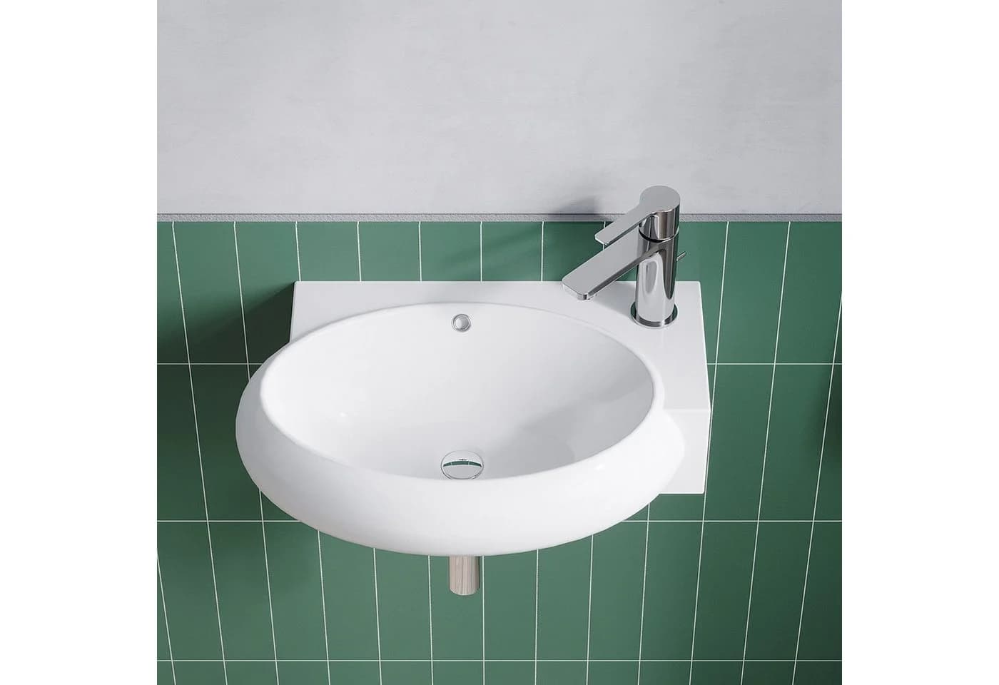 AQUALAVOS Keramik-Waschbecken Weiß Eckig-Oval mit Überlauf - Bild 2
