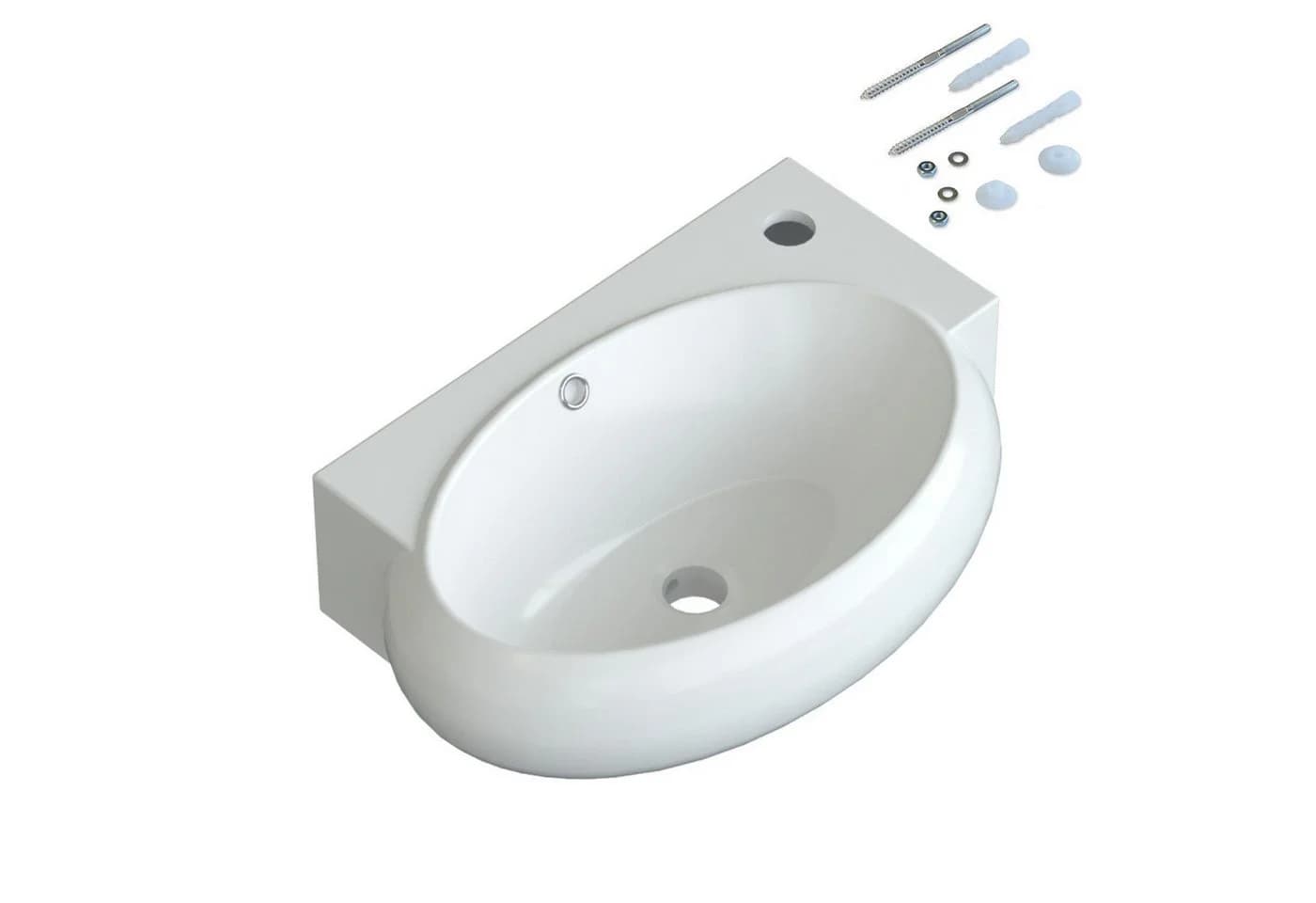 AQUALAVOS Keramik-Waschbecken Weiß Eckig-Oval mit Überlauf - Bild 3
