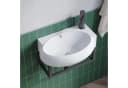 AQUALAVOS Keramik-Waschbecken Weiß Eckig-Oval mit Überlauf Bild 4