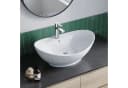 AQUALAVOS Aufsatzwaschbecken Keramik Weiß Oval mit Überlauf Bild 1
