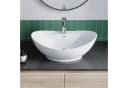 AQUALAVOS Aufsatzwaschbecken Keramik Weiß Oval mit Überlauf Bild 2
