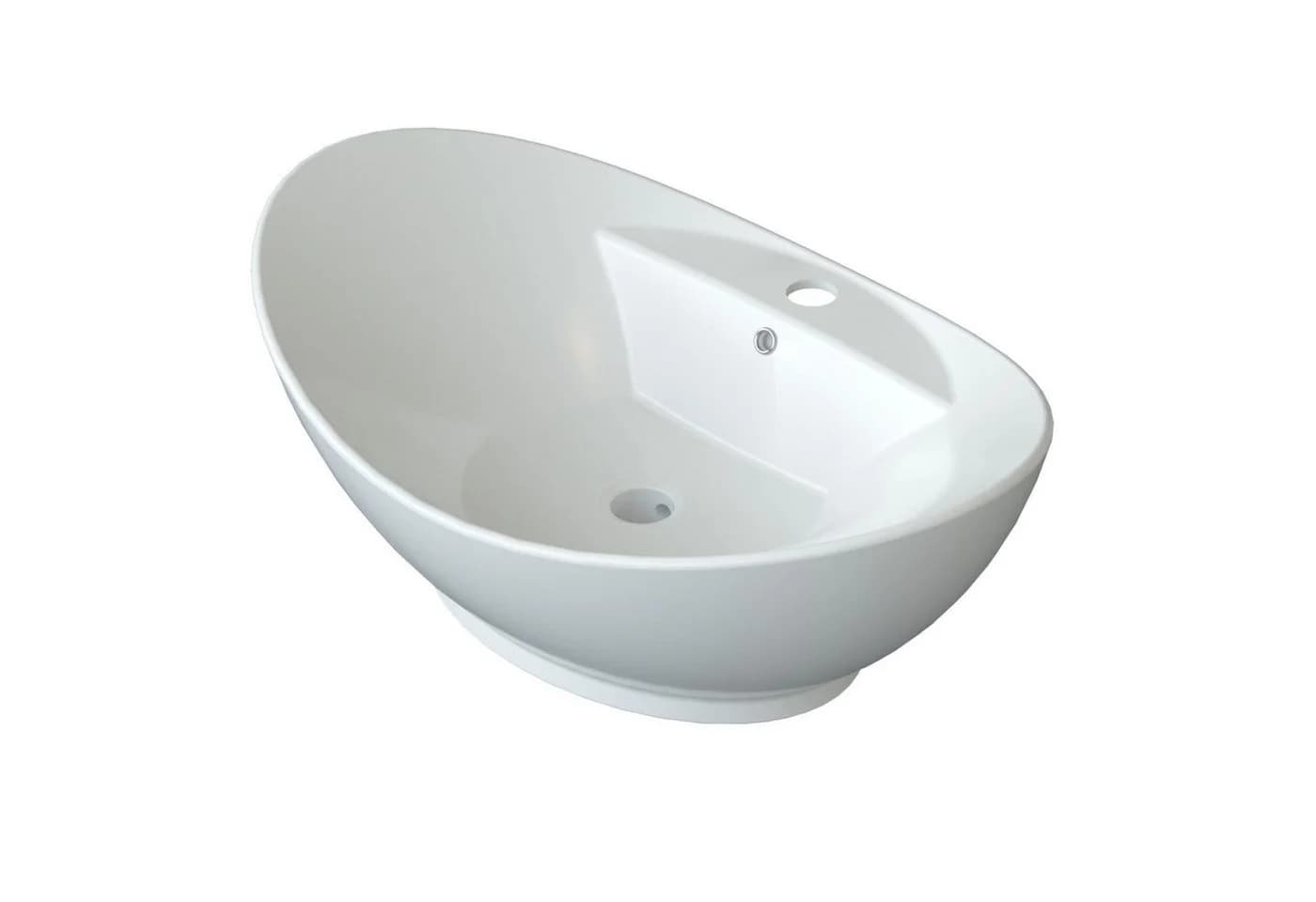 AQUALAVOS Aufsatzwaschbecken Keramik Weiß Oval mit Überlauf - Bild 5
