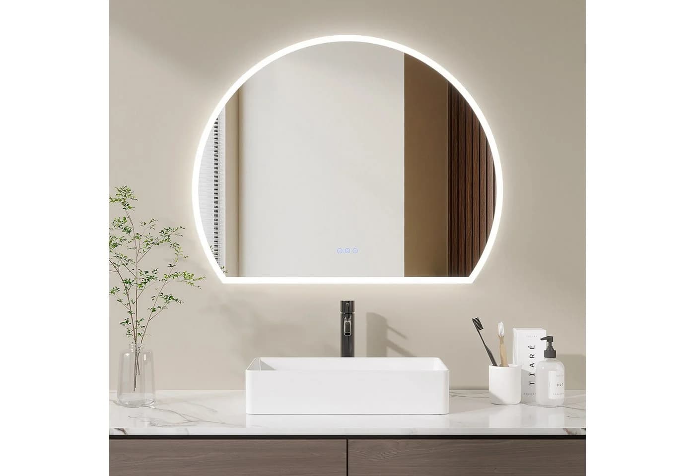 AQUALAVOS LED Badspiegel Halbrund mit Beleuchtung und Antibeschlag - Bild 2