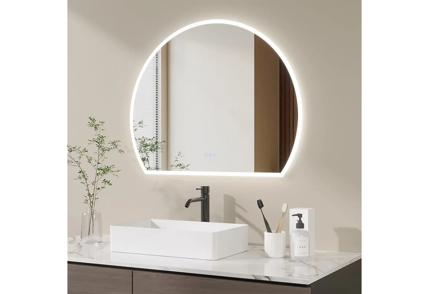 AQUALAVOS LED Badspiegel Halbrund mit Beleuchtung und Antibeschlag - Bild 5