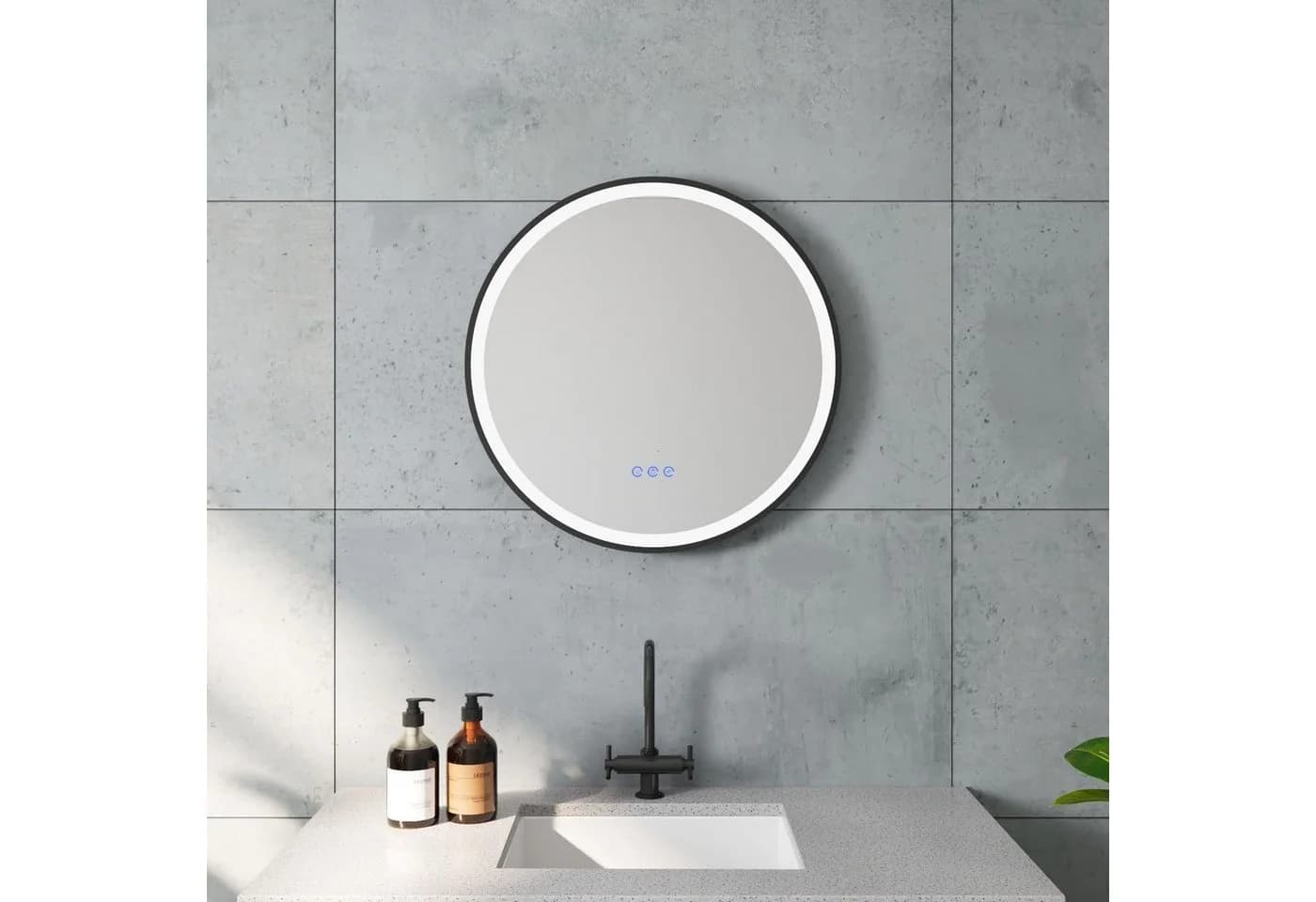 AQUALAVOS LED Badspiegel Rund 80 cm Schwarz Dimmbar - Bild 2