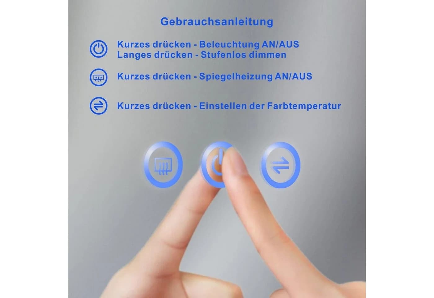 AQUALAVOS LED Badspiegel Rund 80 cm Schwarz Dimmbar - Bild 5