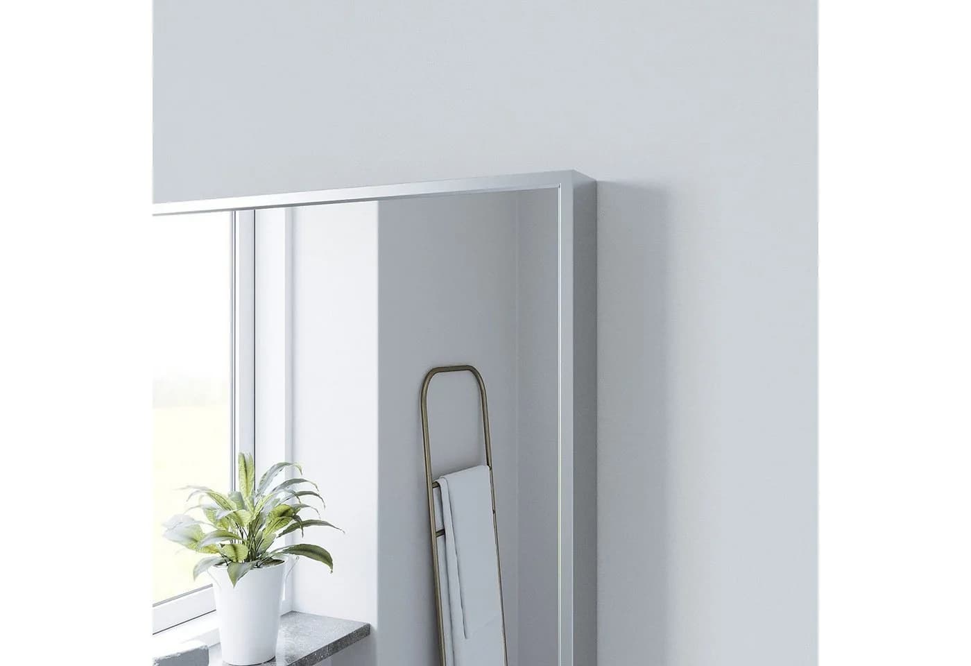 AQUALAVOS Wandspiegel mit Ablage Silber Aluminiumrahmen Kristallglas - Bild 5