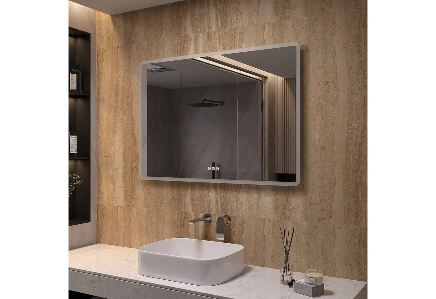 AQUALAVOS LED Badspiegel mit Touch-Sensor und Anti-Beschlag - Bild 3