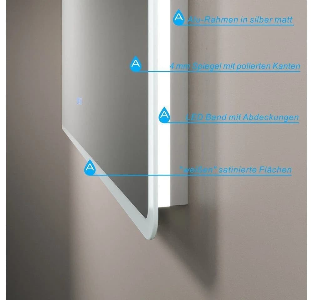 AQUALAVOS LED Badspiegel mit Touch-Sensor und Anti-Beschlag - Bild 5