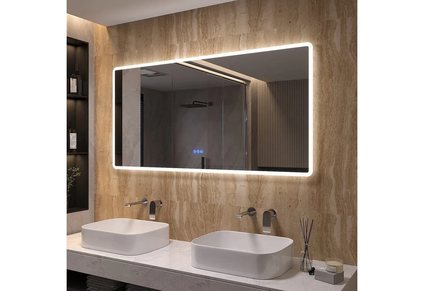 AQUALAVOS LED Badspiegel mit Touch-Sensor und Anti-Beschlag-Funktion - Bild 2