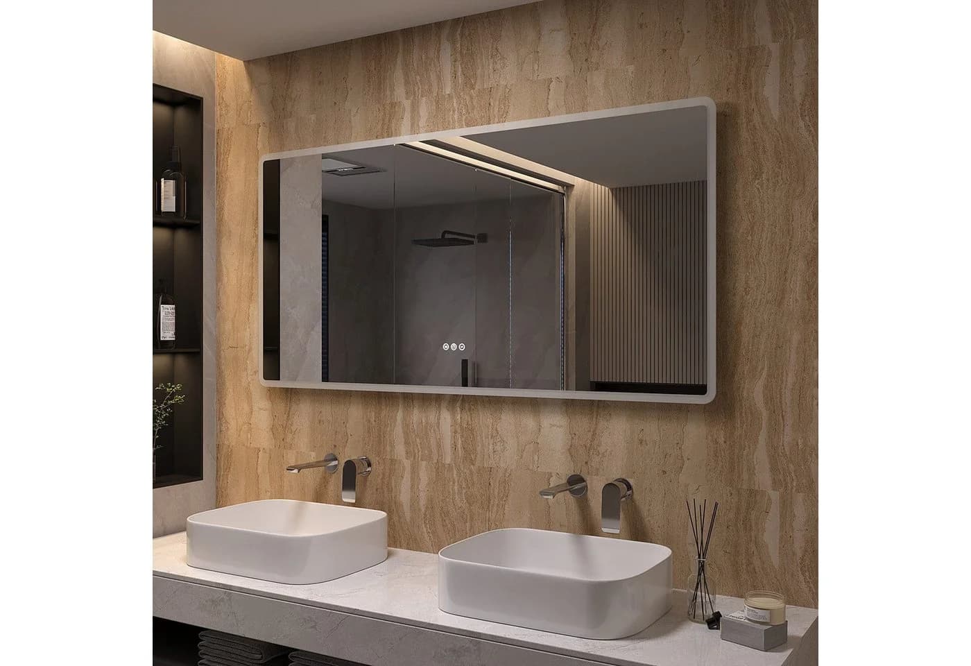 AQUALAVOS LED Badspiegel mit Touch-Sensor und Anti-Beschlag-Funktion - Bild 3