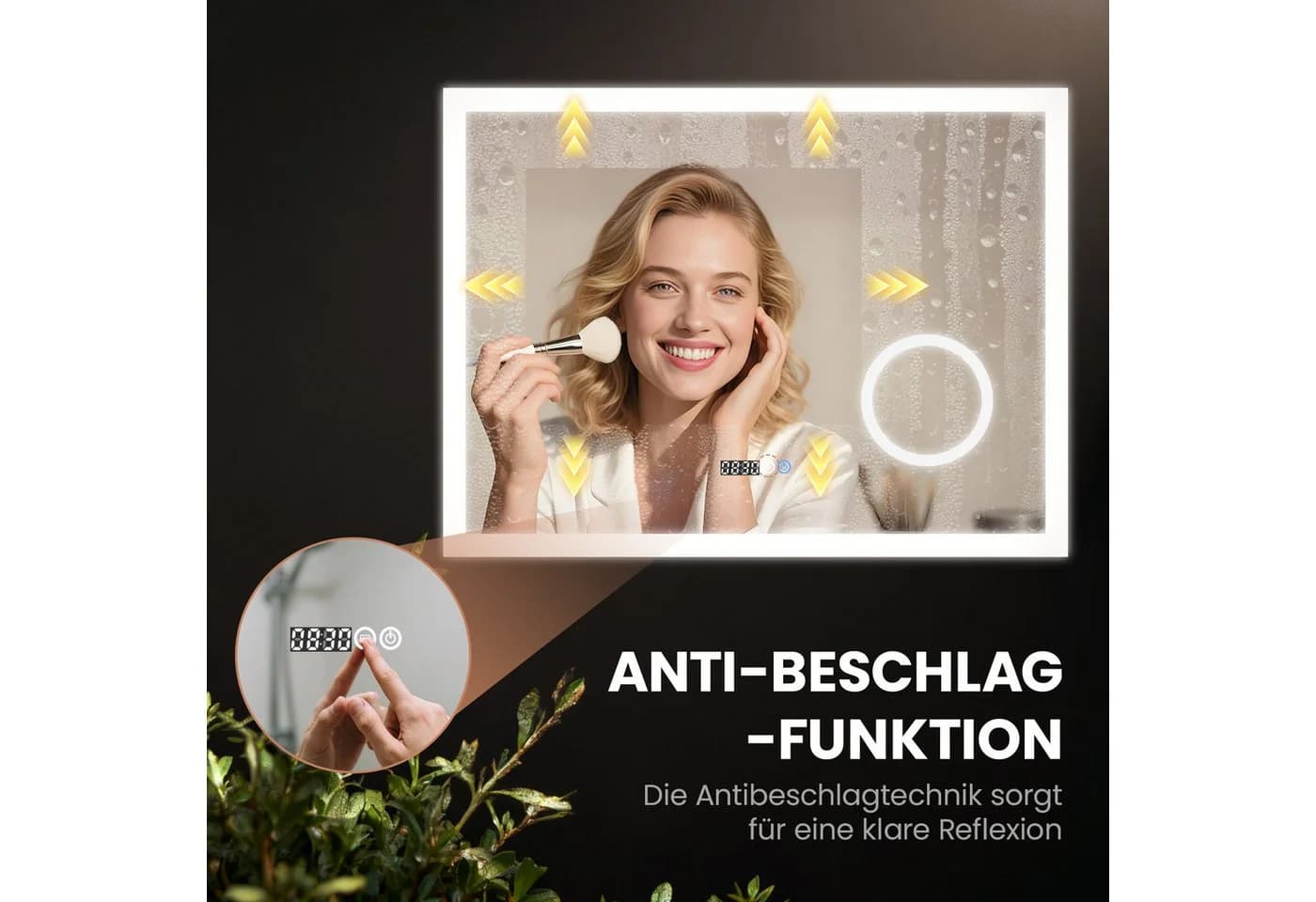 AQUALAVOS Badspiegel mit LED-Beleuchtung und Antibeschlag-Funktion - Bild 4