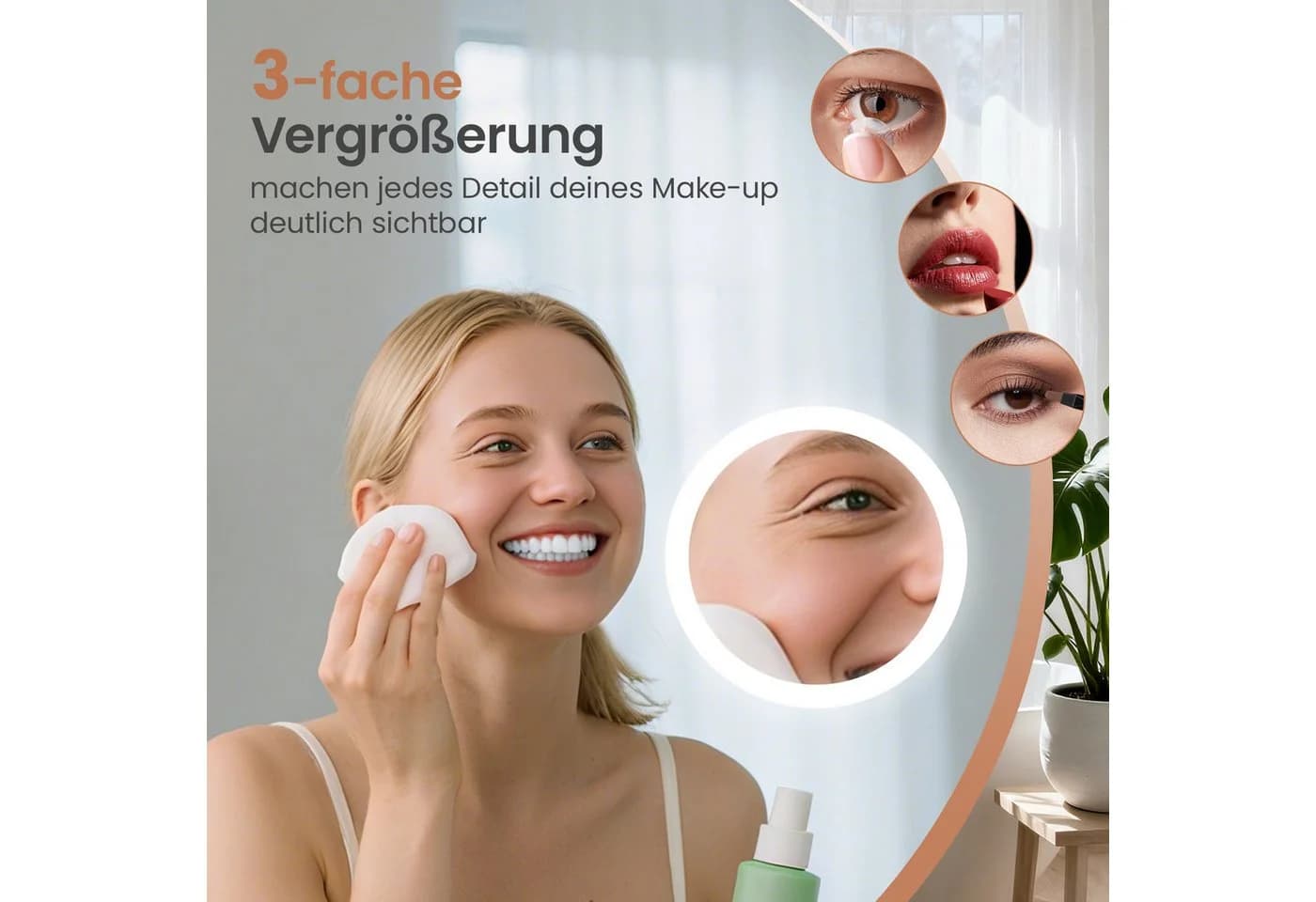 AQUALAVOS Badspiegel mit LED-Beleuchtung und Antibeschlag-Funktion - Bild 5