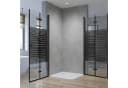 AQUALAVOS Eckdusche mit Falttür Schwarz 5mm ESG Glas Bild 1