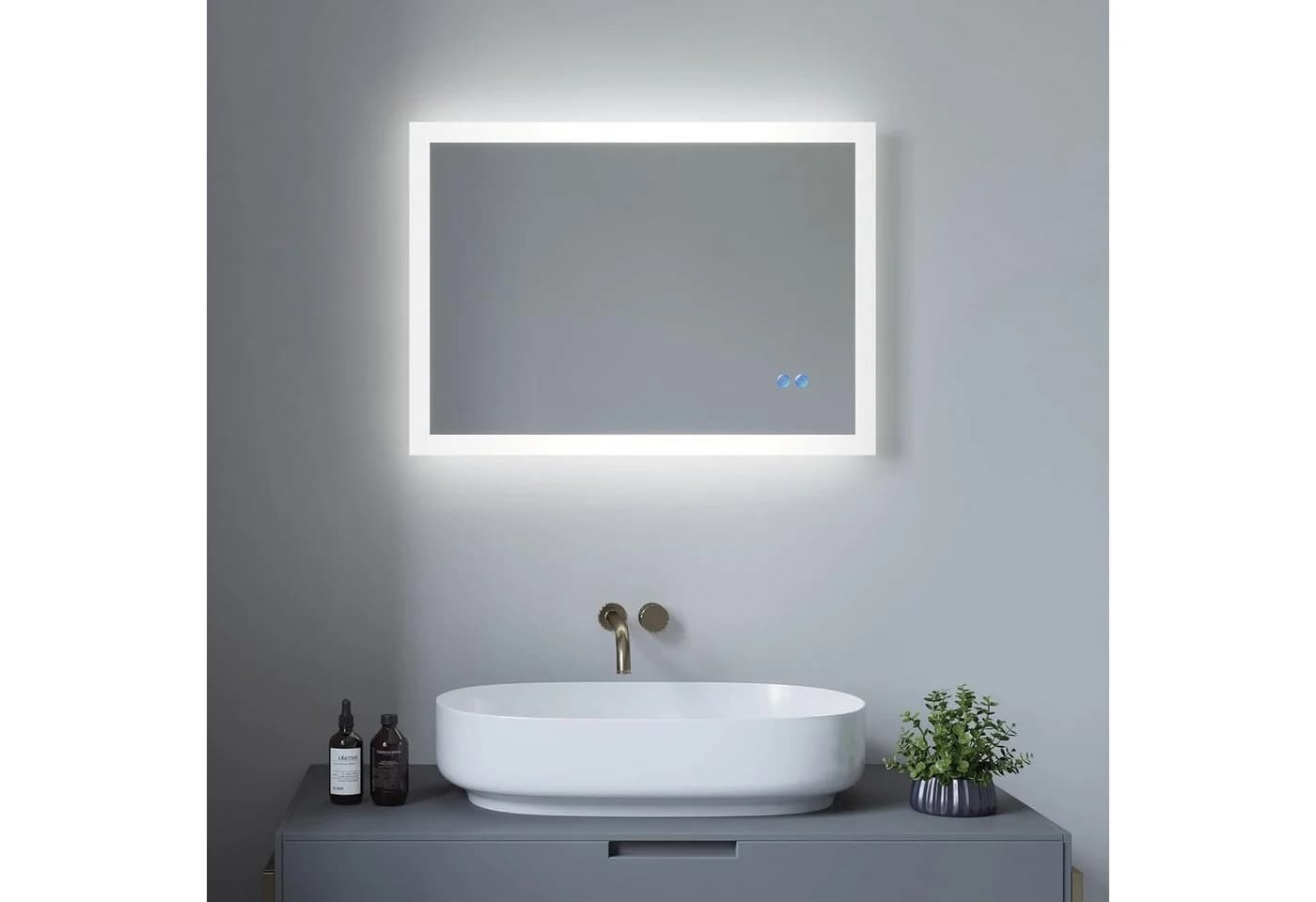 AQUALAVOS LED Badspiegel mit Beleuchtung Dimmbar Touchschalter Aluminiumrahmen - Bild 2