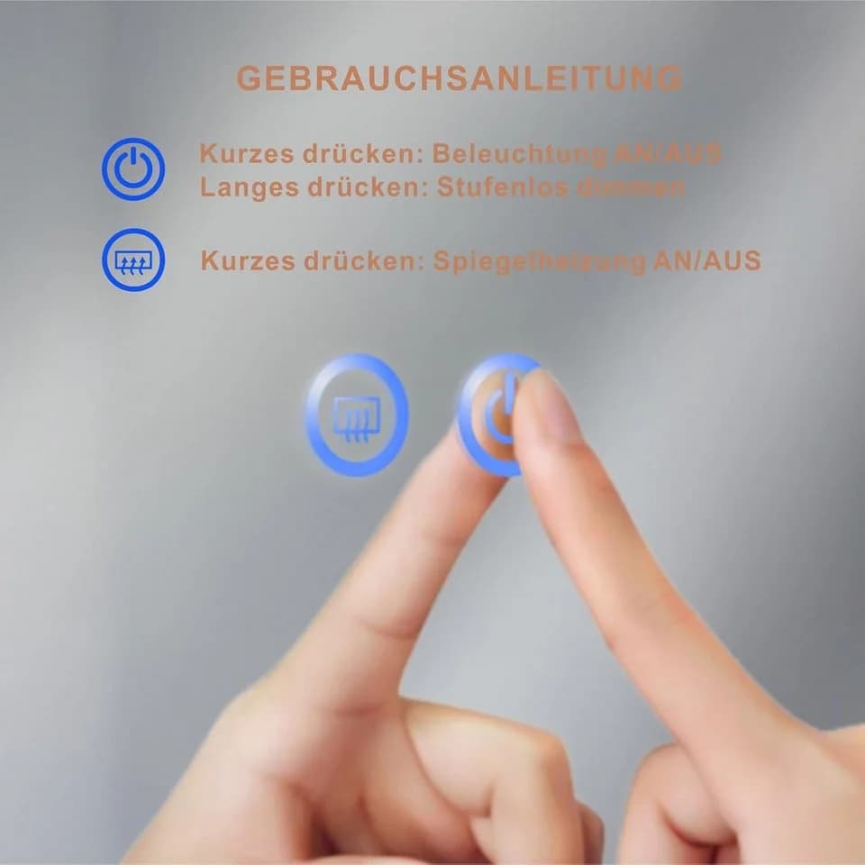 AQUALAVOS LED Badspiegel mit Beleuchtung Dimmbar Touchschalter Aluminiumrahmen - Bild 5