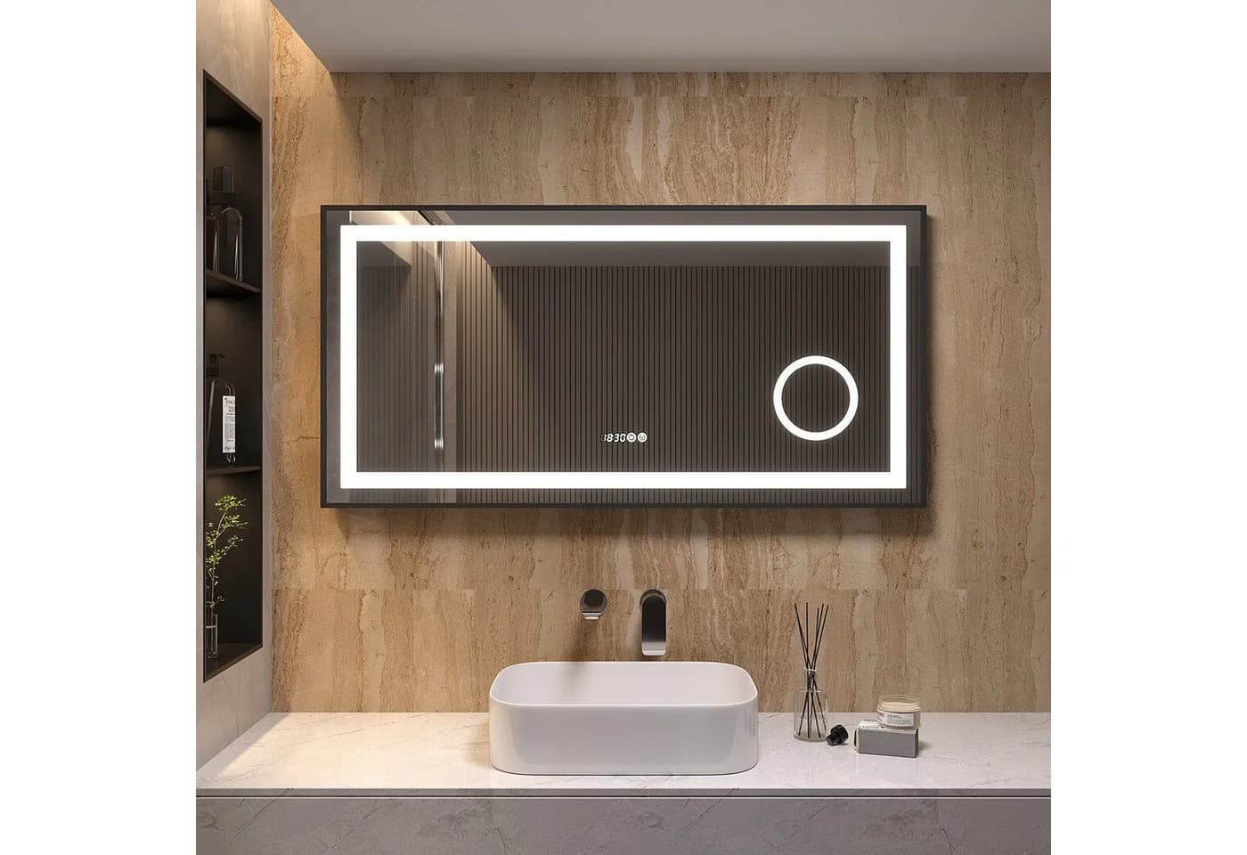 AQUALAVOS LED Badspiegel 100-120 cm Dimmbar Schwarz - Bild 2