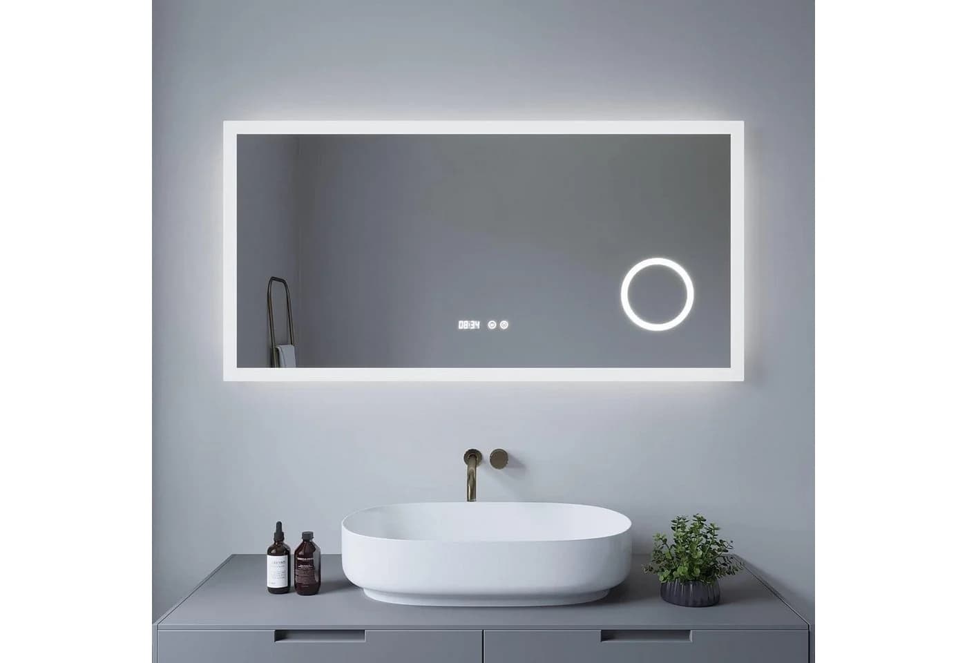 AQUALAVOS LED Badspiegel 120x60cm mit 3X Vergrößerung und Anti-Beschlag - Bild 2