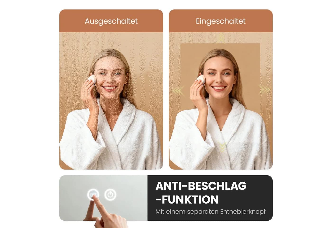 AQUABATOS LED Badezimmerspiegel Mattschwarz mit Antibeschlag - Bild 4