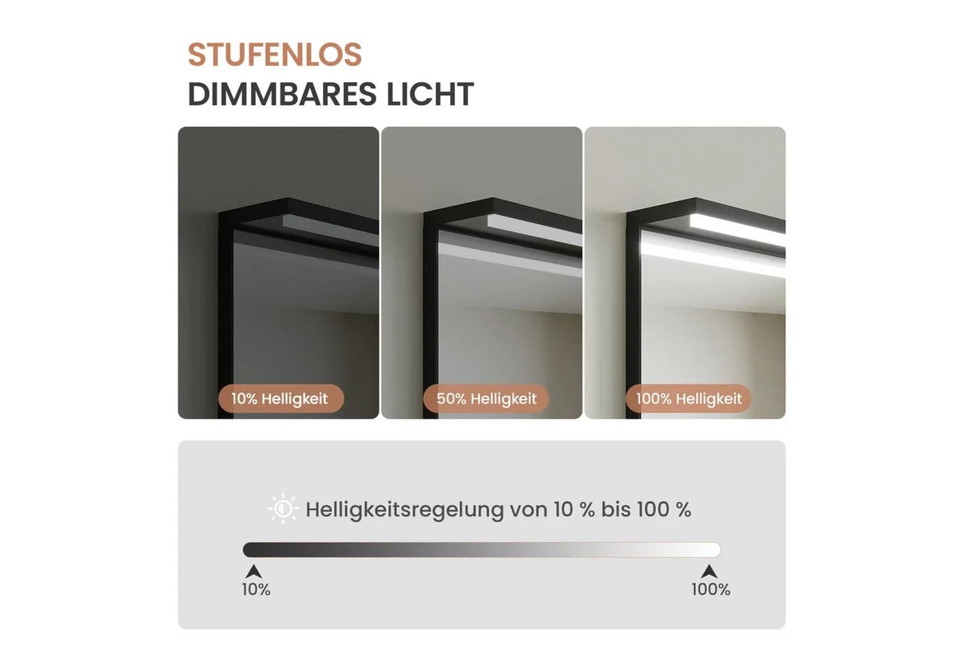 AQUABATOS LED Badezimmerspiegel Mattschwarz mit Antibeschlag - Bild 5