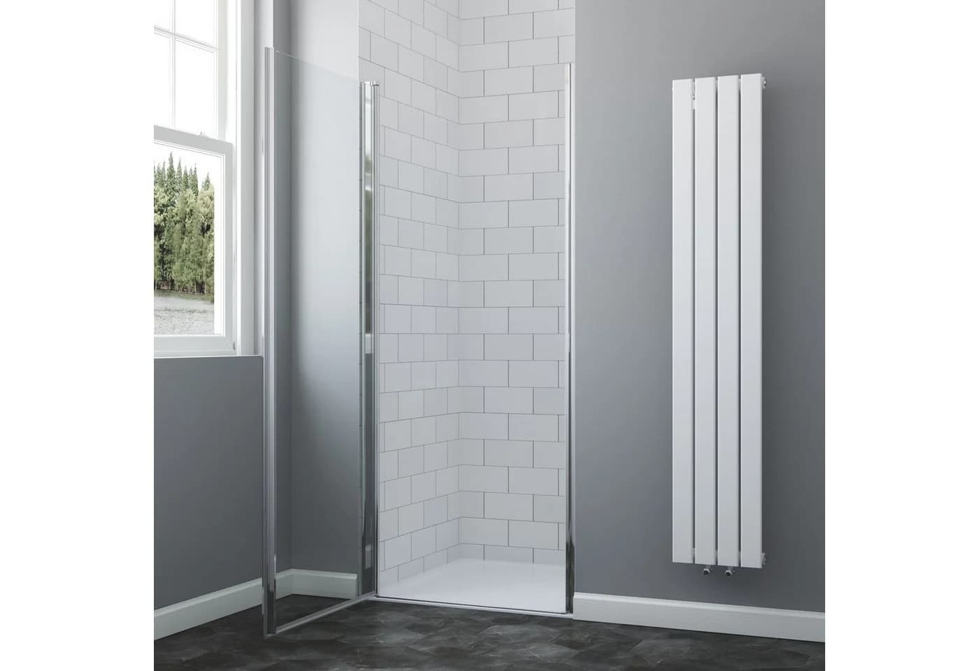 AQUABATOS Dusch-Drehtür Nische Klar Glas Aluminium Chromoptik