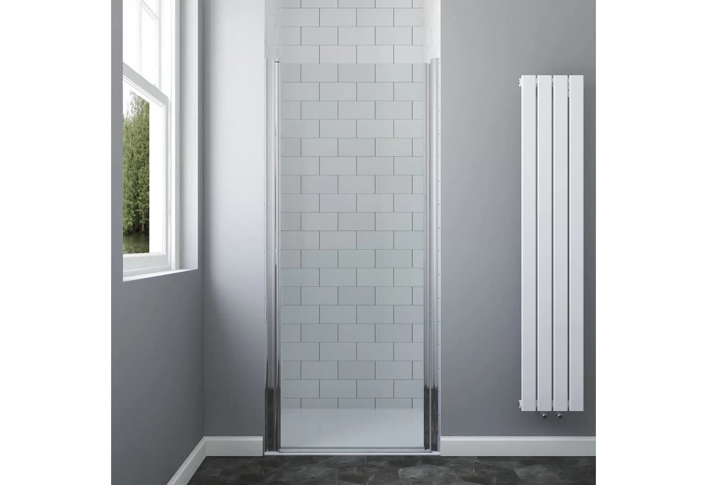 AQUABATOS Dusch-Drehtür Nische Klar Glas Aluminium Chromoptik - Bild 2