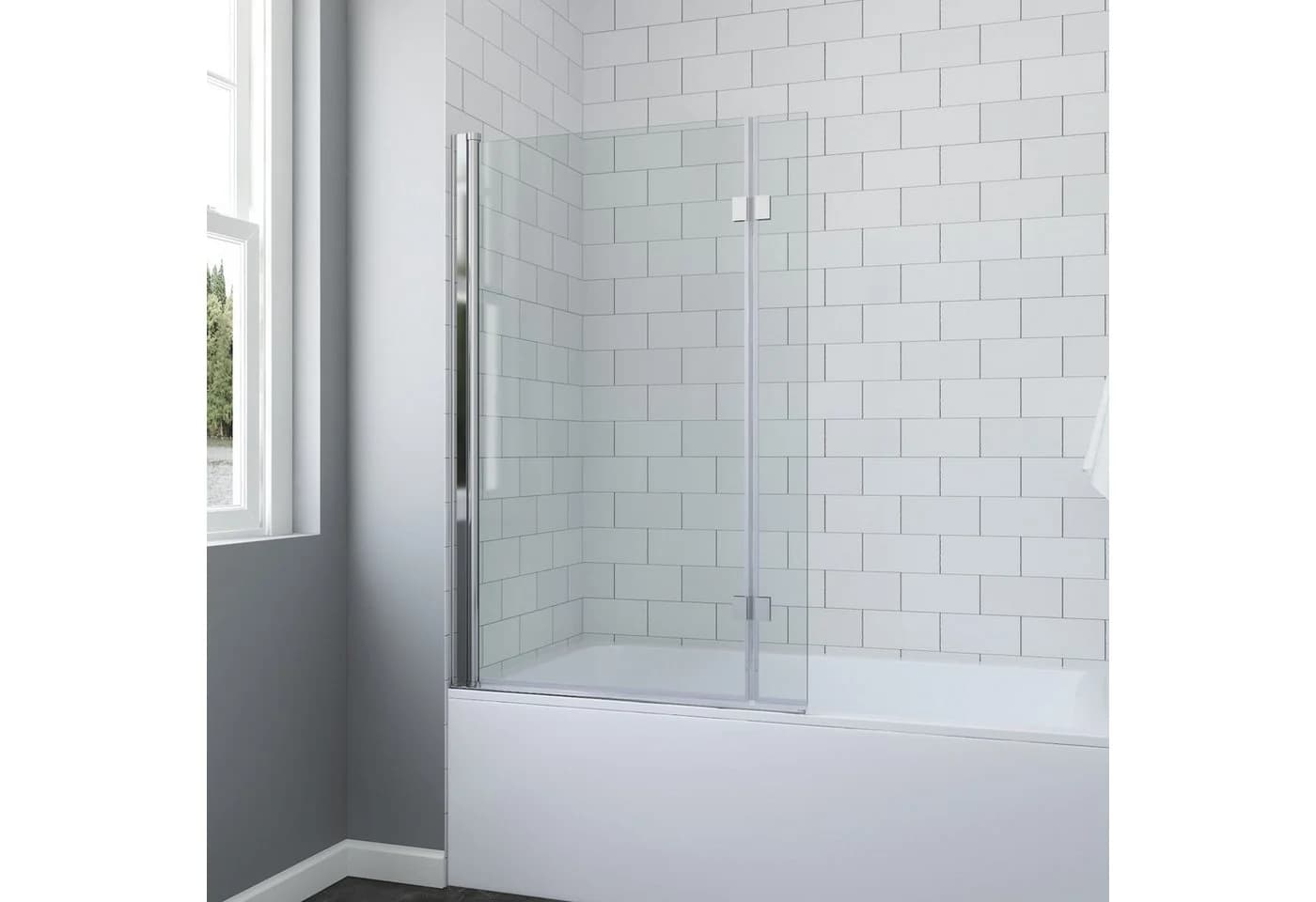 AQUABATOS Badewannenfaltwand 2-teilig L-förmig 8mm Sicherheitsglas rahmenlos - Bild 2
