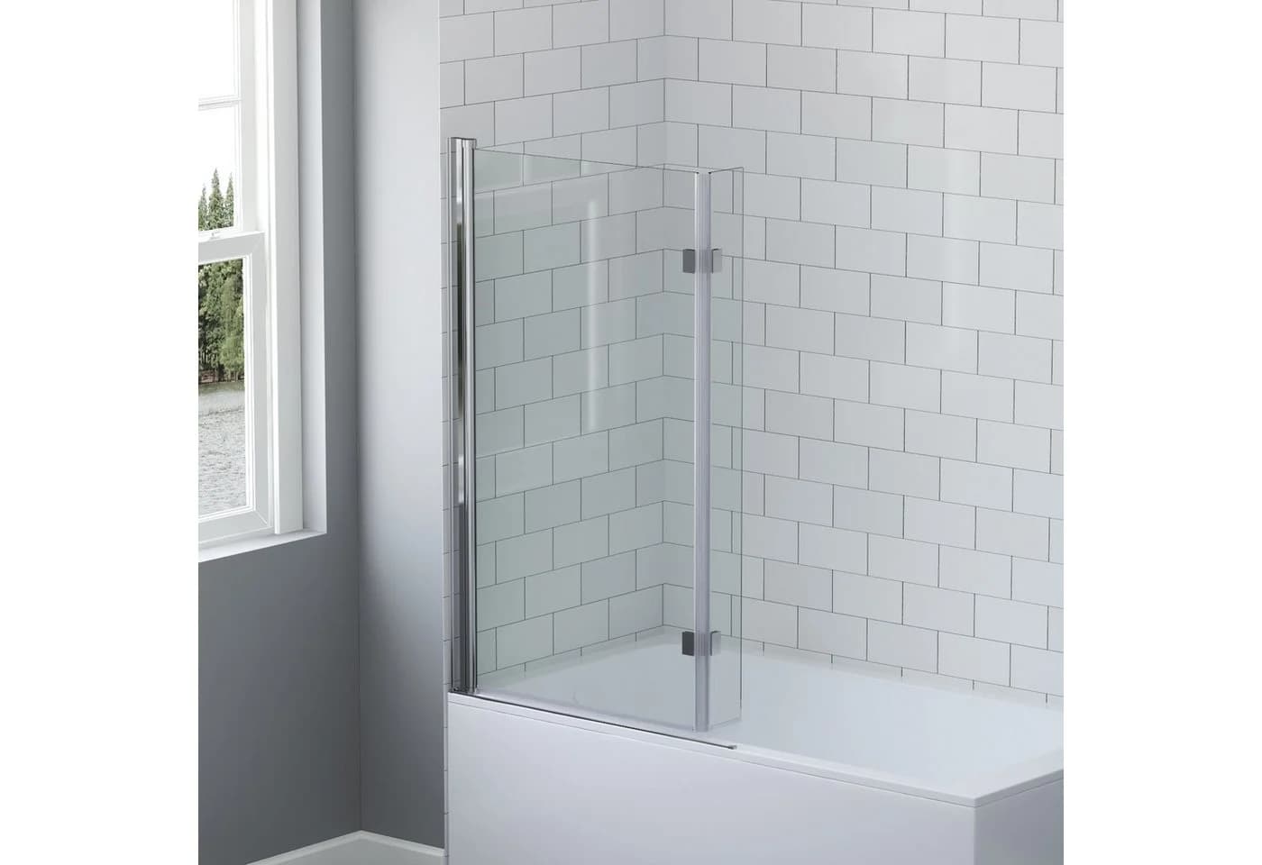 AQUABATOS Badewannenfaltwand 2-teilig L-förmig 8mm Sicherheitsglas rahmenlos - Bild 5