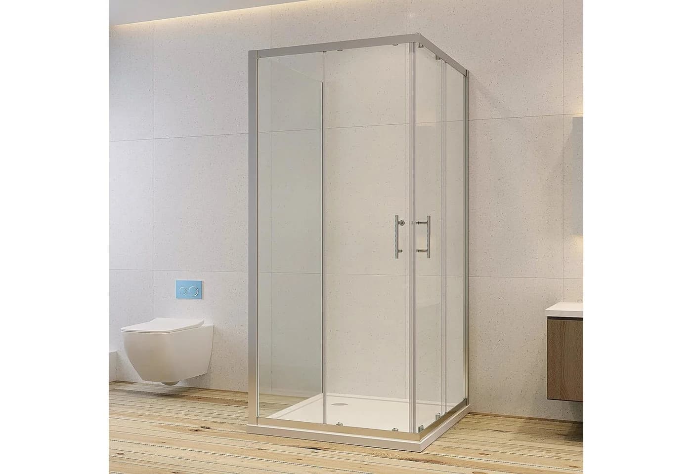 AQUABATOS Eckdusche U-Form mit Schiebetür und ESG-Glas - Bild 2