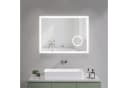 AQUABATOS LED Badspiegel Silber mit Digitaluhr & Kosmetikspiegel Bild 2