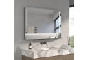 AQUABATOS Badspiegel mit LED, Ablage, Touch, Schwarz Matt Bild 1