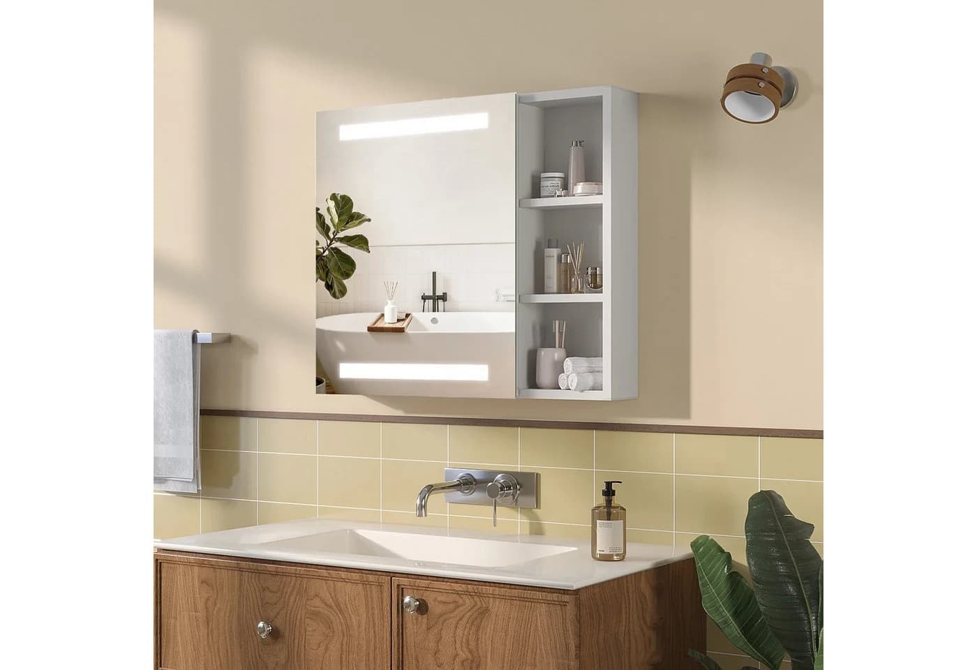 AQUABATOS Badezimmerspiegelschrank LED 70x60cm